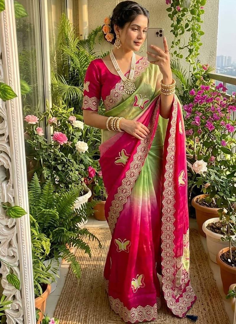 Multicolor silk blend saree blouse