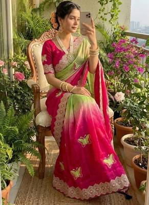 Multicolor silk blend saree blouse 2