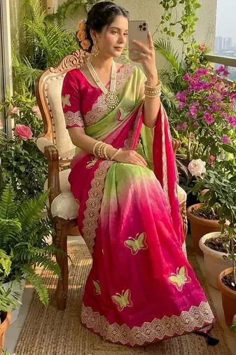 Multicolor silk blend saree blouse