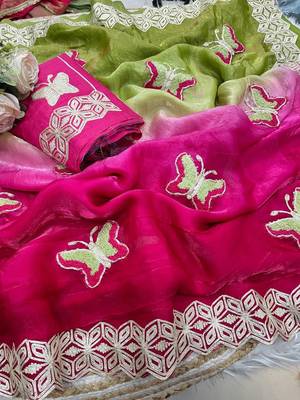 Multicolor silk blend saree blouse 3