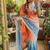 Multicolor silk blend padding with hand towel work butterfly butta saree with blouse