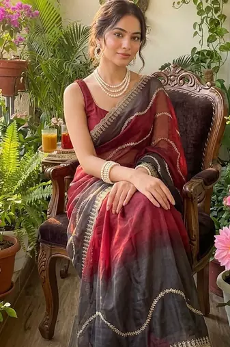 Multicolor chiffon padding embroidery sequin work saree blouse