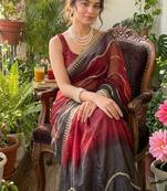Multicolor fendy chiffon padding with embroidery sequin work saree with blouse