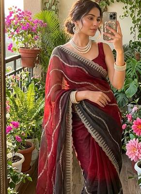 Multicolor chiffon padding embroidery sequin work saree blouse 2
