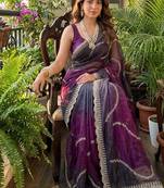 Multicolor chiffon padding embroidery sequin work saree blouse