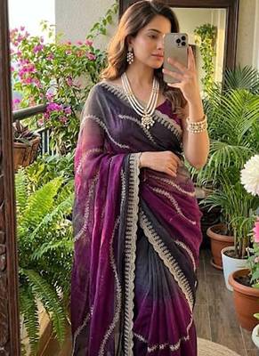 Multicolor chiffon padding embroidery sequin work saree blouse 2