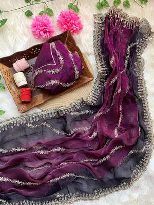 Multicolor chiffon padding embroidery sequin work saree blouse 3