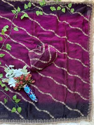 Multicolor chiffon padding embroidery sequin work saree blouse 4
