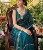 Multicolor chiffon padding embroidery sequin work saree blouse