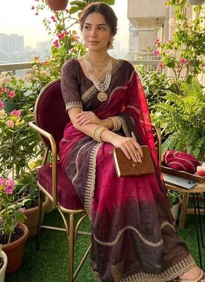 Multicolor chiffon padding embroidery sequin work saree blouse 1