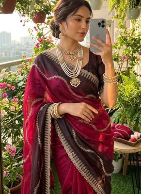 Multicolor chiffon padding embroidery sequin work saree blouse 2
