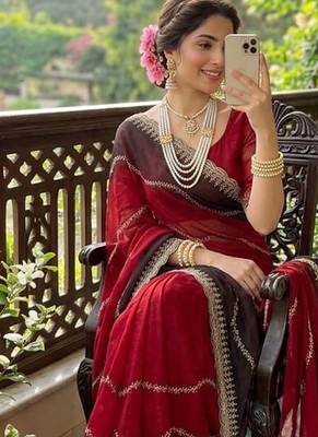 Multicolor chiffon padding embroidery sequin work saree blouse 2
