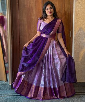 Lavendar South Indian Lehenga Choli Set 2