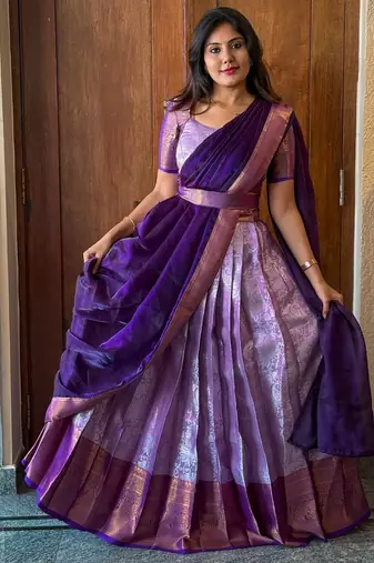 Lavendar South Indian Lehenga Choli Set