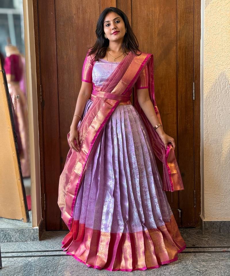 Pink South Indian Lehenga Choli Set