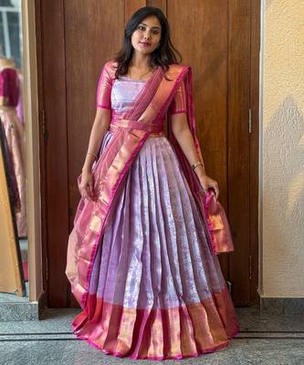 Pink South Indian Lehenga Choli Set 2