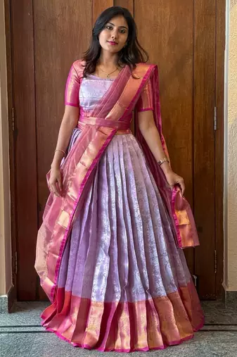 Pink South Indian Lehenga Choli Set