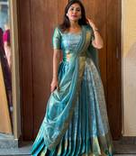 Sky Blue South Indian Lehenga Choli Set