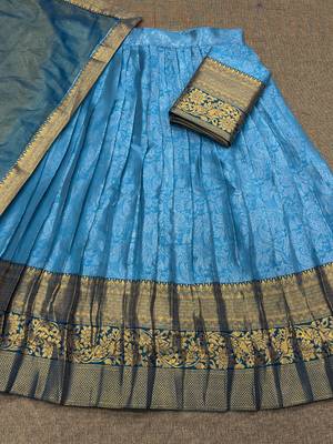 Sky Blue South Indian Lehenga Choli Set 4