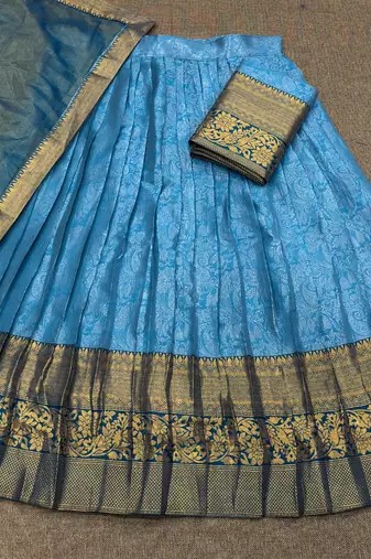 Sky Blue South Indian Lehenga Choli Set