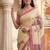 Cream Color Dori And Print Work Silk Blend Saree