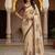 Cream Color Dori And Print Work Silk Blend Saree