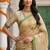 Cream Color Dori And Print Work Silk Blend Saree