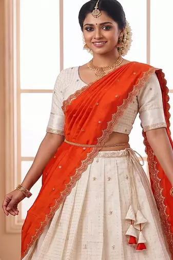 Orange Traditional Lehenga Choli Set