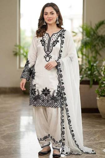 Sequence embroidered farshi salwar suit set with organza dupatta
