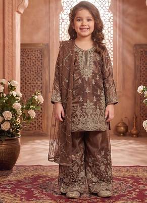 Designer wedding embroidered work kids plazzo set 1