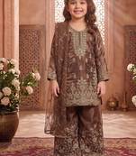 Designer wedding embroidered work kids plazzo set