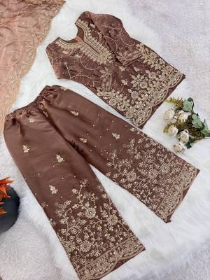 Designer wedding embroidered work kids plazzo set 3