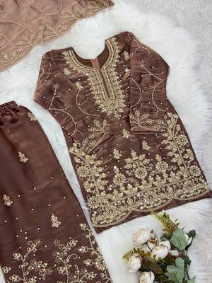 Designer wedding embroidered work kids plazzo set 4