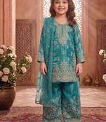 Designer wedding embroidered work kids plazzo set