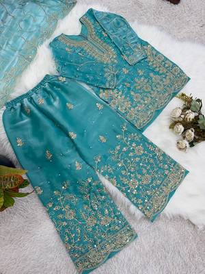 Designer wedding embroidered work kids plazzo set 3