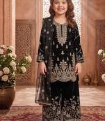Designer wedding embroidered work kids plazzo set