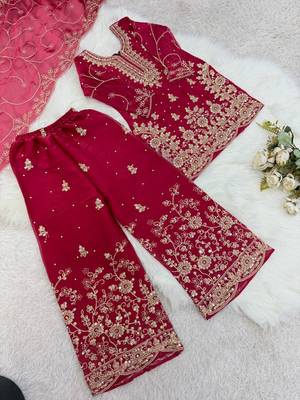 Designer wedding embroidered work kids plazzo set 3