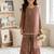 Kids faux georgette embroidered work kurta plazzo set