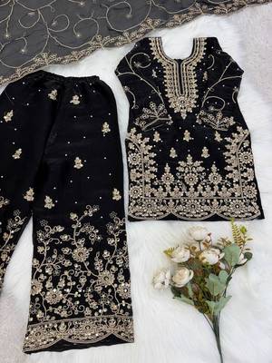 Designer wedding embroidered work kids plazzo set 3