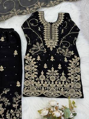 Designer wedding embroidered work kids plazzo set 4