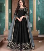 BLACK COLOR CORD N SEQUNCE WORK ART SILK GOWN 