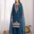 Blue  embroidered beads work kurta set