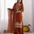 Orange  embroidered beads work pallazo set