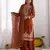Orange  embroidered beads work pallazo set