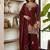 Red embroidered readymade suit