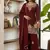 Red embroidered readymade suit