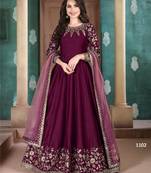Premium Purple Art Silk Gown with Cord & Sequence Embroidery