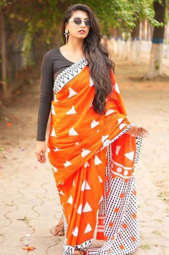 red handloom cotton saree