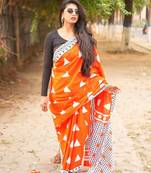 red handloom cotton saree
