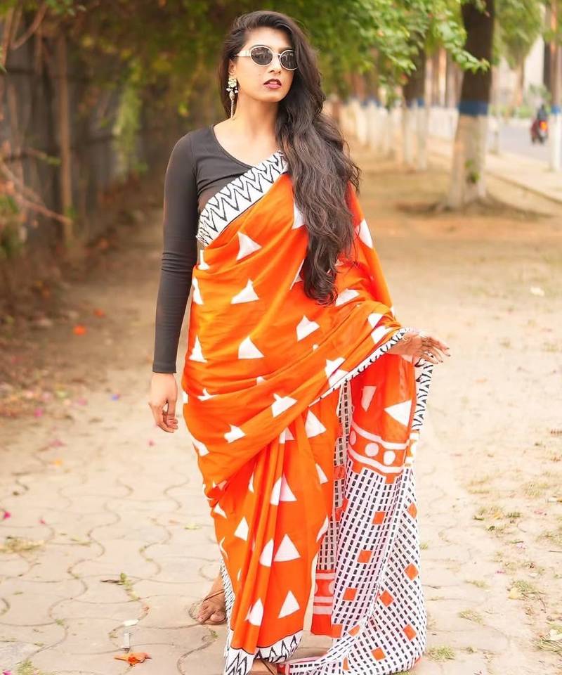 red handloom cotton saree